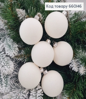 Набор шаров 60мм Бархат Блеск БЕЛЫЙ 6 шт/уп, Украина 660146 фото