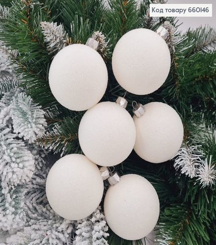 Набір куль 60мм Бархат Блиск БІЛИЙ 6шт/уп, Україна 660146 фото 1