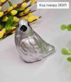 Фігурка "ГОРОБЧИК", (пластик), СРІБНОГО кольору, 5*5,5см 282171 фото