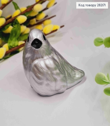 Фигурка "ВОРОБЕЙ", (пластик), СЕРЕБРЯНОГО цвета, 5*5,5см 282171 фото 1