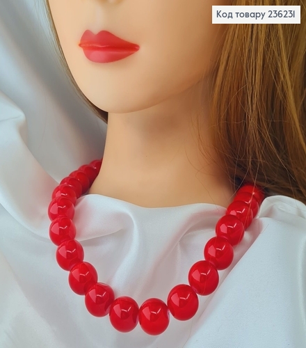 Буси з перлинок 16мм Червоні, 45+5см 236231 фото 1