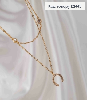 Цепочка двойная, якорное плетение, с подвеской Подкова в камнях, длина 37+5см, Xuping 18K 121445 фото