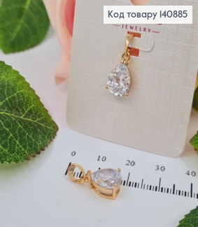 Кулон с белым камешком-капелькой, 1,5см, Xuping 18К 140885 фото