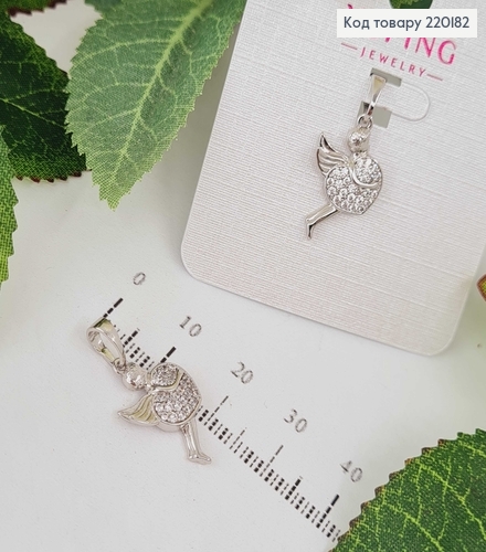 Кулон родований "Купідон" в камінцях, 1,8*1см, Xuping 220182 фото 1