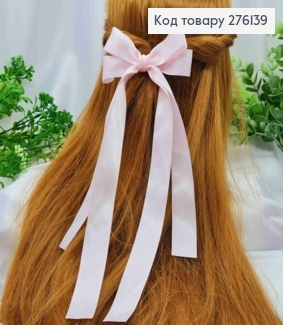 Бант РОЖЕВОГО кольору, на заколці 5,5см, тканина атлас, розмір 11*28см, ручна робота, Україна 276139 фото