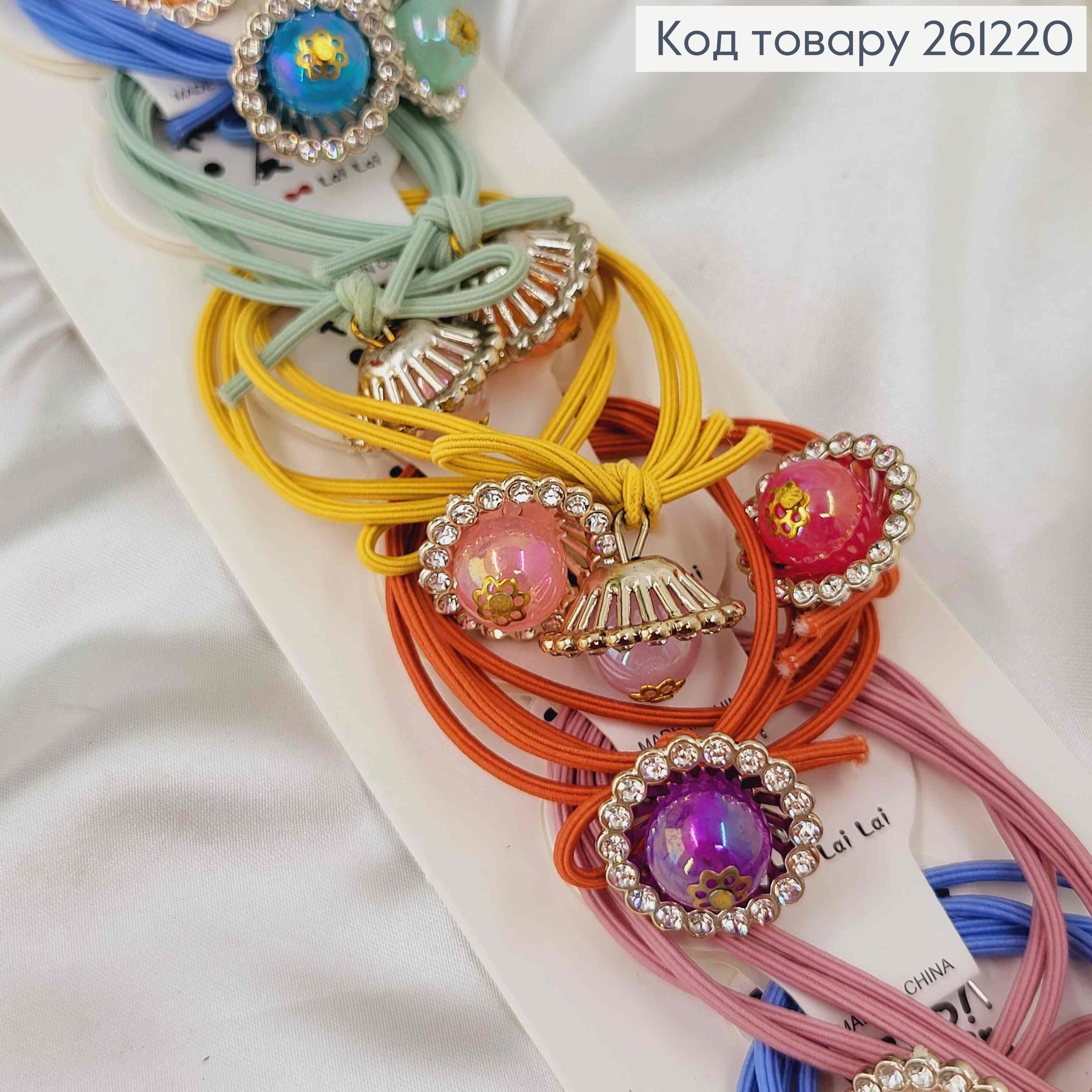 Резинка двойная с бусинками и камушками в асорт.(20шт/уп) 261220 фото 2