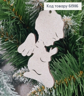 Іграшка на ялинку дерев'яна Янголя, 9*6,5см, Україна 619116 фото