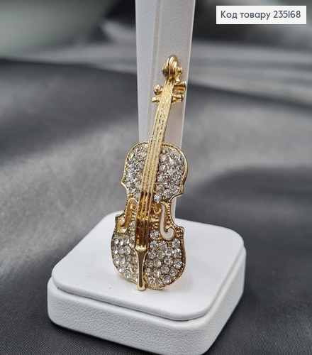 Брошка метал Скрипка с камушками 5х2см 235168 фото 1