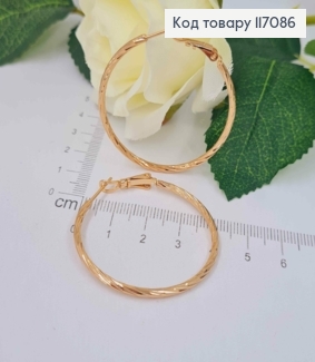 Серьги кольца 4см, Фактурные с гранями, Xuping 18K 117086 фото