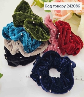 Резинка велюр об'ємна, в блискітках,  10см, кольори в асорт. 242086 фото