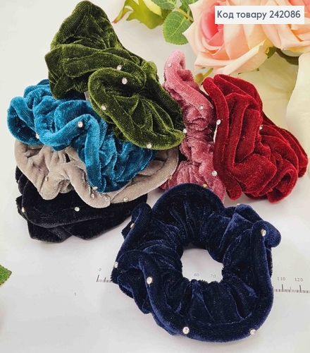 Резинка велюр объемная, в блестках, 10см, цвета в ассорт. 242086 фото 1