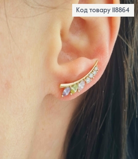 Серьги крючки украшены Разноцветными камешками, 2,2см, Xuping 18К 118864 фото