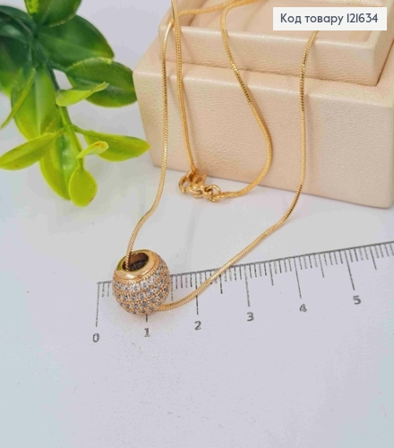 Ланцюжок плетіння СНЕЙК з Кулькою в Блискучих камінцях (1,1см), довжина 45см, Xuping 18K 121634 фото 2