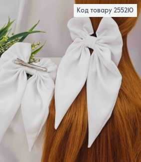 Заколка (7,5см) БАНТ БЕЛОГО цвета, ткань шифон, размер 13*26см, Украина 255210 фото