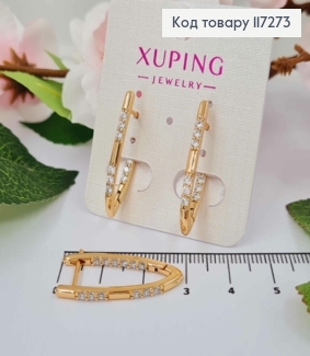 Серьги СТРЕЛЫ с блестящими камешками, длина 2,9см, англ. зам. XUPING 18K 117273 фото