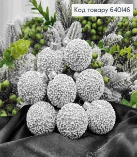 Набор шаров(8шт), 40 мм "СНЕГОПАД", СЕРЕБРЯНЫЙ цвет,новогодние украшения, пластик, Украина 640146 фото