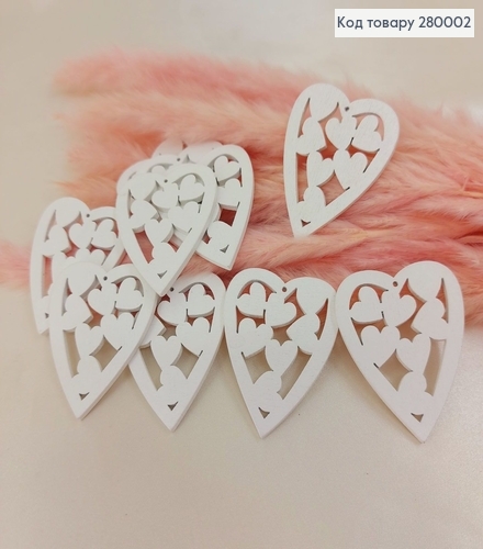 Набор деревянных белых сердечек 10 шт. 4х4,5 см 280002 фото 1