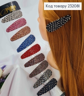 Заколка Тік-Так, Прикрашена Блискучими камінцями, кольори в асортименті, 7,2см 232081 фото