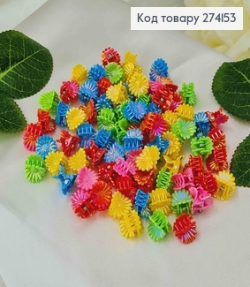 Заколки детские, ромашки с блеском, якровых цветов в ассорт. , 100шт\уп 274153 фото