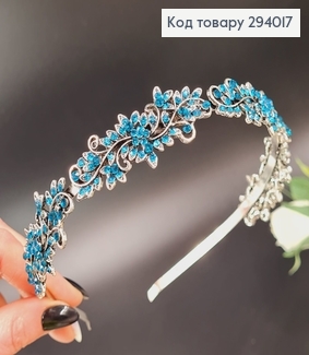 Діадема метал під срібло з Блакитними камінцями 294017 фото
