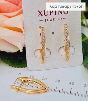 Серьги стрелы, с рядочком камешков, 2,5см, Xuping 18K 115731 фото