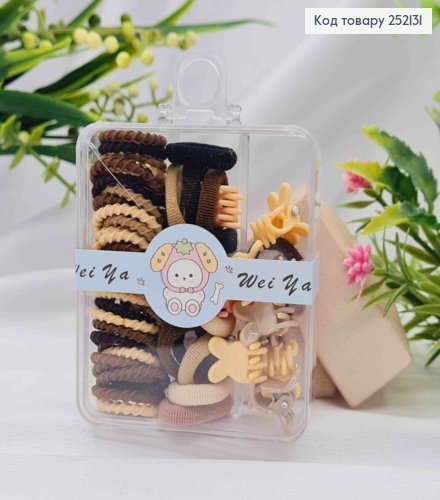 Набор детских: резинки Микрофибра/Шнурок + Крабики "Бабочки", Пастельных цветов 252131 фото 1