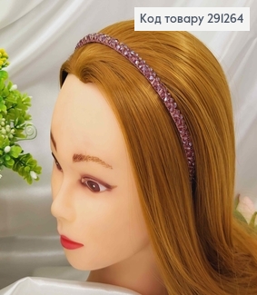 Обруч метал, плетений склярусом в "Квіточки", ПУРПУРОВИЙ колір, шириною 0,8см. 291264 фото