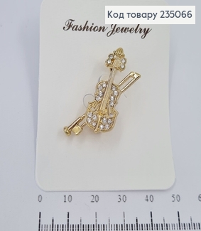 Брошь металл  золотая  Скрипка 235066 фото