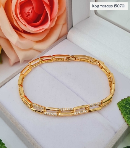 Браслет с прямоугольными пластинками и камешками, 17+2см Xuping 18K 150701 фото 1