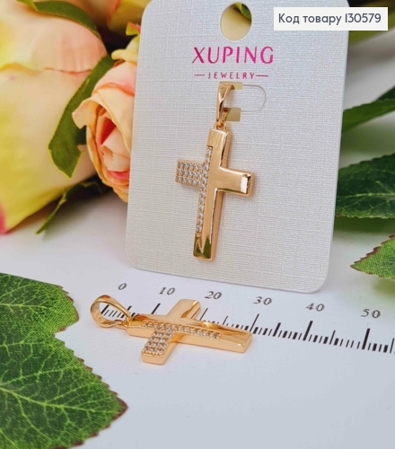 Крестик с камешками на краю, 2,5*1,7см, Xuping 18K 130579 фото 1