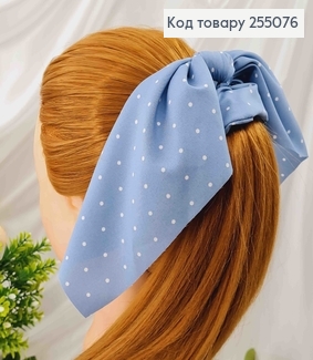 Резинка, Твилли бант, голубого цвета, в горошек, 13*17см 255076 фото