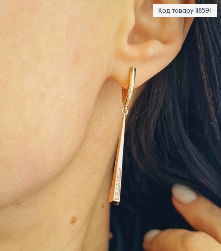 Сережки з рухливою підвіскою в Яскравих камінцях, 1,6+3,3см, Xuping 18К 118591 фото 2