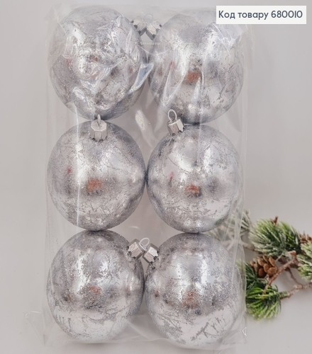Набір куль 80 мм Ретро блиск  срібло 6 шт/уп 680010 фото 1