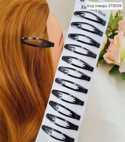 Заколка тік так 6см чорний. 12 шт/уп. 273009 фото 1