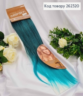Пасма штучного волосся "Мавка"(чорно-зелене) на двох заколках, довжина 60см. 262320 фото