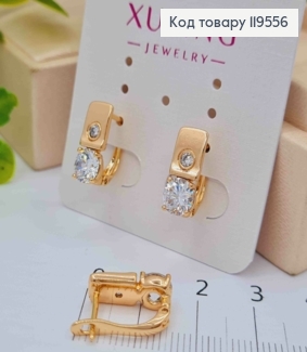 Сережки прикрашені Блискучими камінцям, довж.1,4см, англійська застібка, Xuping 18K 119556 фото