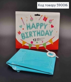 Фольгована гірлянда Надувна, БІРЮЗОВА, "HAPPY BIRTHDAY" (13букв/уп) 590016 фото