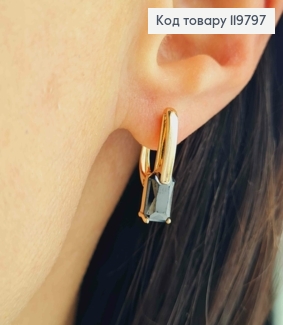 Серьги с черным камнем, размер 1,9см, английская застежка, Xuping 18K. 119797 фото