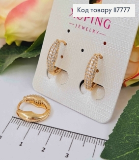 Серьги кольца, Овальные украшены Блестящими камешками, 1,5см, Xuping 18К 117777 фото