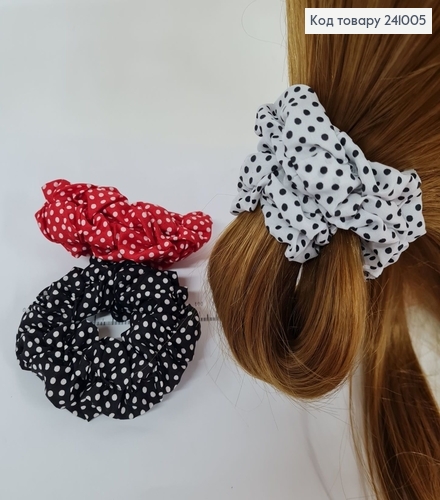 Резинка объемная ткань с орнаментом горох в асс. 241005 фото 1