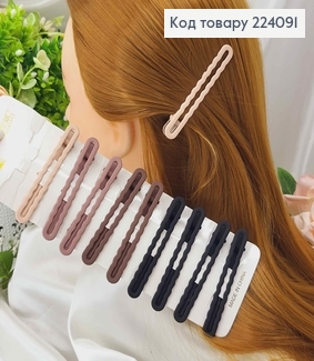 Заколка стрела, Метал "каучук", скругленная волнистая, матовая 8см, цвета в ассорт. 224091 фото