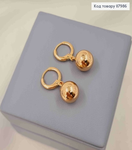 Серьги кольца (1,2см) с подвесным шариком (1см), Xuping 18K 117986 фото 2