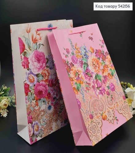 Пакет бумажный "Изысканные цветы с вензелями" 25*37*9см в ассорт. 542156 фото 3