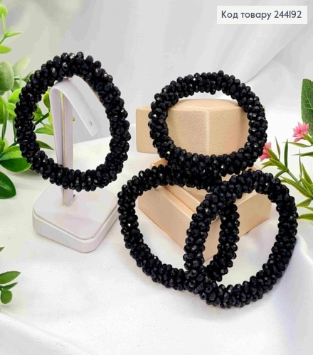 Резинка с Черным стеклярусом, диаметр 6см 244192 фото 1
