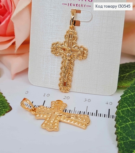 Крестик с распятием, крученый, 3*1,7см, Xuping 18K 130545 фото 1