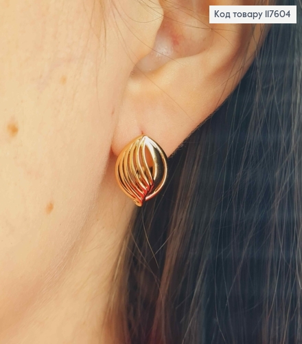 Серьги "Золотые Листья", 1,5см, англ. застежка, Xuping 18К 117604 фото 2