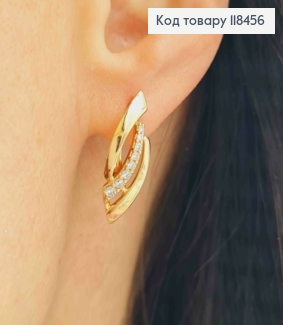 Серьги "Stylish" с Блестящими камешками, 2,2см, английская застежка, XUPING 18K 118456 фото