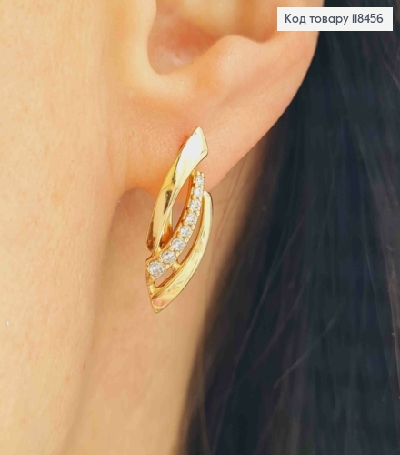 Серьги "Stylish" с Блестящими камешками, 2,2см, английская застежка, XUPING 18K 118456 фото 1