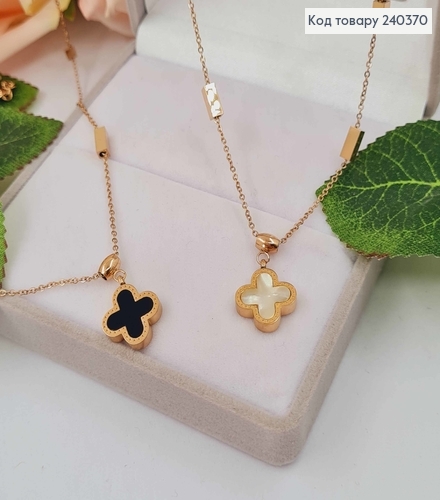 Цепочка с двухстор. подвеской "Van Cleef" и разными шайбочками, дл. 40+5см, сталь Stainless Steel 240370 фото 1