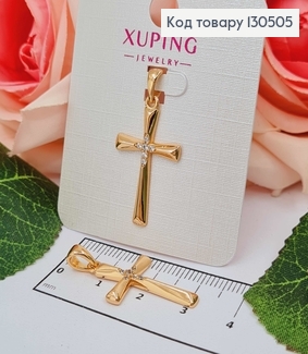 Крестик, с камешками в центре, 2,5*1,5см, Xuping 18K 130505 фото